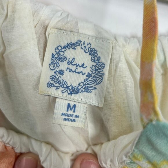 Watercolor Midi Dress Medium Tie Waist Spaghetti Strap Pastel Boho Summer - Picture 10 of 11